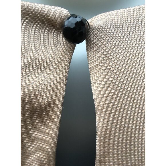 Class Roberto Cavalli Dress Shift Mini Size 10 Tan Black Border Hologram Italy - Picture 4 of 12